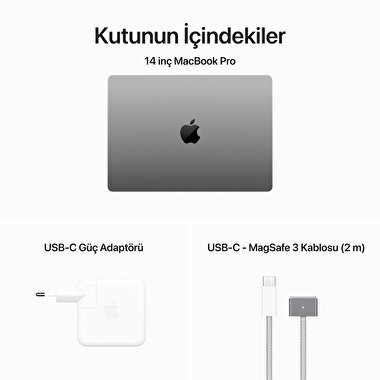 MacBook Pro 14 inç M3 Çip 8CPU 10GPU 16GB Bellek 1TB SSD Uzay Grisi MXE03TU/A