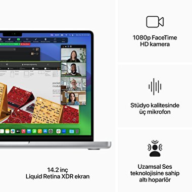 MacBook Pro 14 inç M3 Çip 8CPU 10GPU 16GB Bellek 1TB SSD Gümüş MXE13TU/A