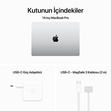 MacBook Pro 14 inç M3 Çip 8CPU 10GPU 16GB Bellek 1TB SSD Gümüş MXE13TU/A
