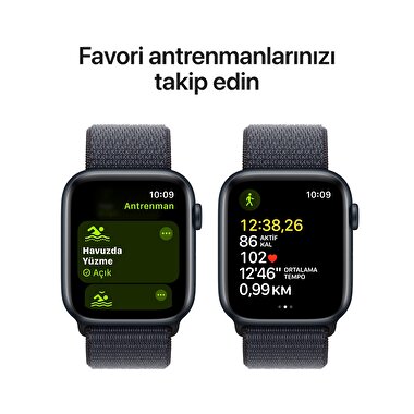 Apple Watch SE GPS 40mm Gece Yarısı Alüminyum Kasa  Mürekkep Moru Spor Loop  MXEA3TU/A