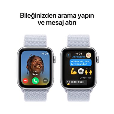 Apple Watch SE GPS 40mm Gümüş Rengi Alüminyum Kasa  Bulut Mavisi Spor Loop  MXEE3TU/A