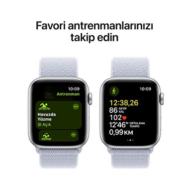 Apple Watch SE GPS 40mm Gümüş Rengi Alüminyum Kasa  Bulut Mavisi Spor Loop  MXEE3TU/A