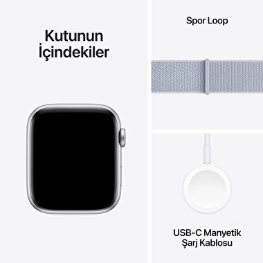 Apple Watch SE GPS 40mm Gümüş Rengi Alüminyum Kasa  Bulut Mavisi Spor Loop  MXEE3TU/A