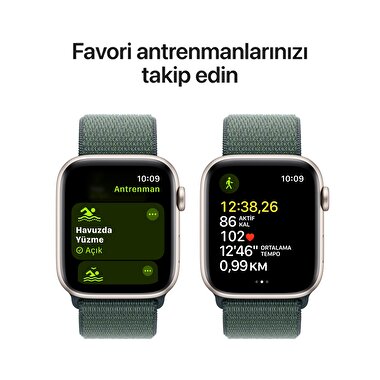 Apple Watch SE GPS 40mm Yıldız Işığı Alüminyum Kasa  Göl Yeşili Spor Loop  MXEH3TU/A