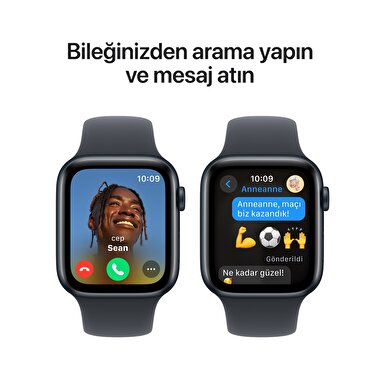 Apple Watch SE GPS 44mm Gece Yarısı Alüminyum Kasa  Gece Yarısı Spor Kordon - S/M  MXEJ3TU/A