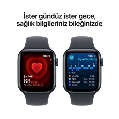 Apple Watch SE GPS 44mm Gece Yarısı Alüminyum Kasa  Gece Yarısı Spor Kordon - S/M  MXEJ3TU/A