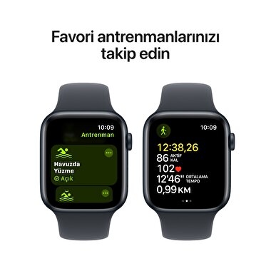 Apple Watch SE GPS 44mm Gece Yarısı Alüminyum Kasa  Gece Yarısı Spor Kordon - S/M  MXEJ3TU/A