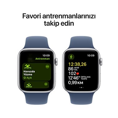 Apple Watch SE GPS 44mm Gümüş Rengi Alüminyum Kasa  Kot Rengi Spor Kordon - S/M  MXEQ3TU/A