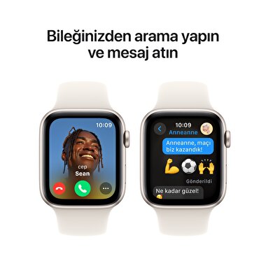 Apple Watch SE GPS 44mm Yıldız Işığı Alüminyum Kasa  Yıldız Işığı Spor Kordon - M/L  MXEV3TU/A