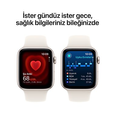 Apple Watch SE GPS 44mm Yıldız Işığı Alüminyum Kasa  Yıldız Işığı Spor Kordon - M/L  MXEV3TU/A