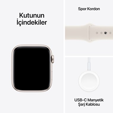 Apple Watch SE GPS 44mm Yıldız Işığı Alüminyum Kasa  Yıldız Işığı Spor Kordon - M/L  MXEV3TU/A