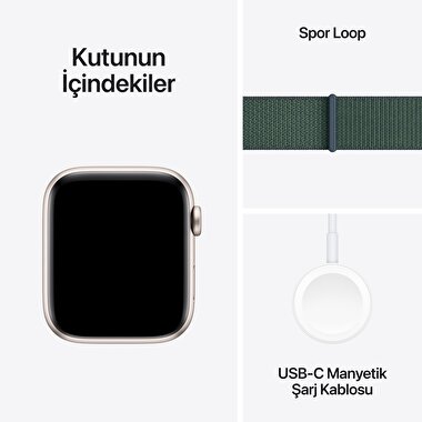 Apple Watch SE GPS 44mm Yıldız Işığı Alüminyum Kasa  Göl Yeşili Spor Loop  MXEW3TU/A