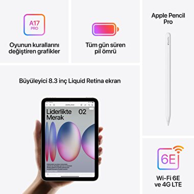 Apple iPad Mini 128GB 8.3" Wi-Fi + Cellular Yıldız Işığı  MXPQ3TU/A