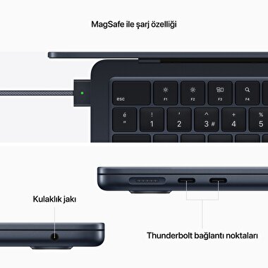 MacBook Air 13" M2 16C 8CPU 8GPU 16GB/ 512GB Gece Yarısı Z1600010A