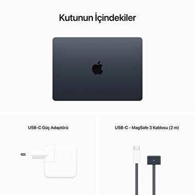 MacBook Air 13 inç M2 Çip  8 Çekirdekli CPU 10 Çekirdekli GPU 24GB Bellek 512GB SSD Gece Yarısı  Z1610040N