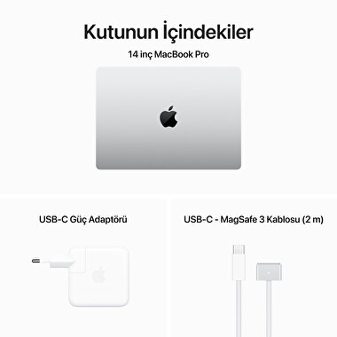 MacBook Pro 14 inç M3 Pro Çip 12 CPU 18GPU 36 GB Bellek 1 TB  SSD Gümüş  Z1AV001BE