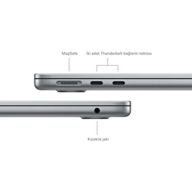 MacBook Air 13 inç M3 Çip 16C 8CPU 10GPU 16GB Bellek 256GB SSD Uzay Grisi  Z1B6001M7