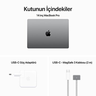 MacBook Pro 14 inç M3 Çip 8CPU 10GPU 16GB Bellek 512 GB SSD Uzay Grisi  Z1C8000S5