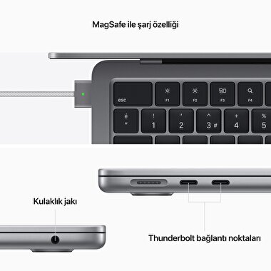 MacBook Air 13 inç M3 Çip 16C 8CPU 10GPU 24GB Bellek 512GB SSD Uzay Grisi  Z1G5000DK