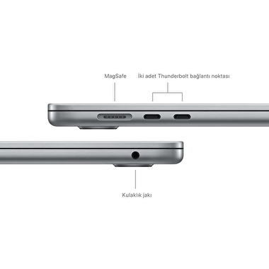 MacBook Air 15 inç M3 Çip 8 Çekirdekli CPU 10 Çekirdekli GPU 24GB Bellek 512GB SSD Uzay Grisi  Z1GD000EJ