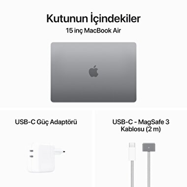 MacBook Air 15 inç M3 Çip 16C 8CPU 10GPU 16GB Bellek 1 TB SSD Uzay Grisi  Z1GD000SZ