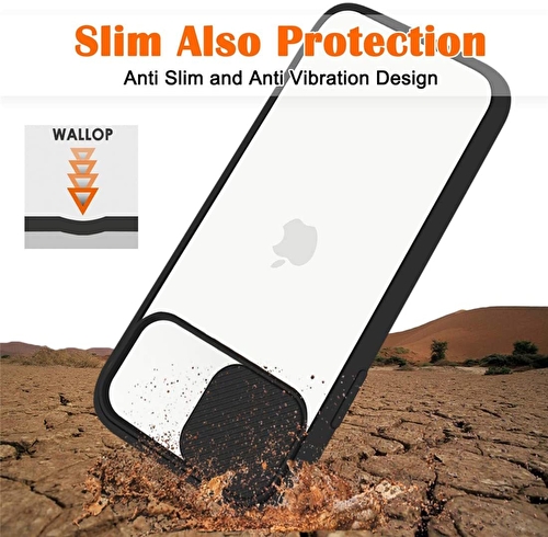 Piili iPhone 12 Mini Cam Slide Kılıf - Siyah