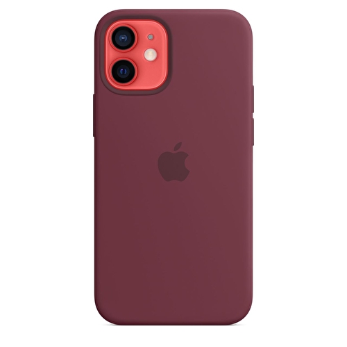 iPhone 12 mini için MagSafe özellikli Silikon Kılıf - Kırmızı Erik