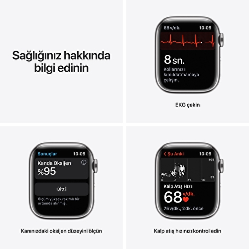 Apple Watch Series 7 GPS + Cellular, 41mm Gümüş Paslanmaz Çelik Kasa ve Gümüş Milano Loop - MKHX3TU/A