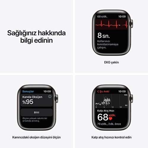Apple Watch Series 7 GPS + Cellular, 41mm Grafit Paslanmaz Çelik Kasa ve Grafit Milano Loop - MKJ23TU/A
