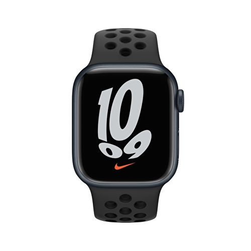 Apple Watch Nike Series 7 GPS + Cellular, 41mm Gece Yarısı Alüminyum Kasa ve Antrasit/Siyah Nike Spor Kordon - MKJ43TU/A