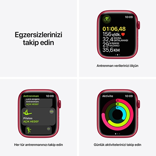 Apple Watch Series 7 GPS + Cellular, 45mm (PRODUCT)RED Alüminyum Kasa ve (PRODUCT)RED Spor Kordon - MKJU3TU/A