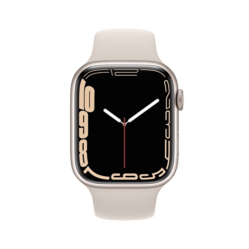 Apple Watch Series 7 GPS, 45mm Yıldız Işığı Alüminyum Kasa ve Yıldız Işığı Spor Kordon -  MKN63TU/A