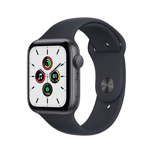 Apple Watch SE GPS, 44mm Uzay Grisi Alüminyum Kasa ve Gece Yarısı Spor Kordon MKQ63TU/A