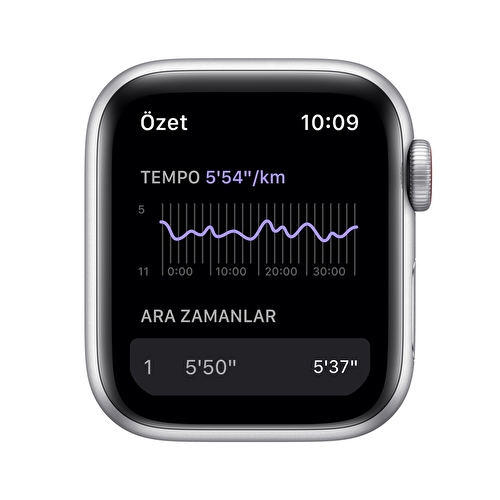Apple Watch Nike SE GPS + Cellular, 40mm Gümüş Alüminyum Kasa ve Saf Platin/Siyah Nike Spor Kordon - MKR43TU/A