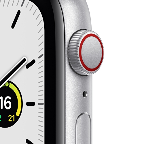 Apple Watch SE GPS + Cellular, 44mm Gümüş Alüminyum Kasa ve Koyu Abis Mavi Spor Kordon - MKRY3TU/A