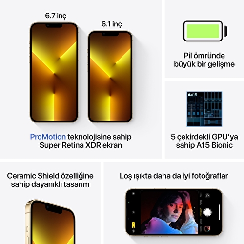 Apple iPhone 13 Pro 128GB Altın - MLVC3TU/A