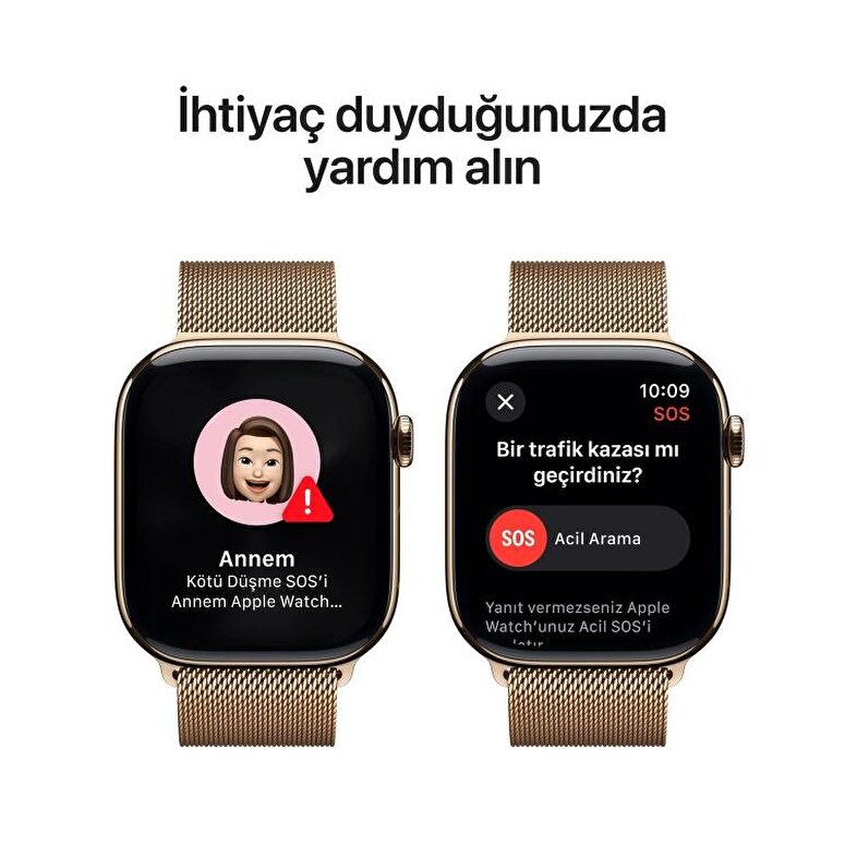 Teşhir - Apple Watch Series 10 GPS + Cellular 42mm Altın Rengi Titanyum Kasa Altın Rengi Milano Loop 3N602TU/A