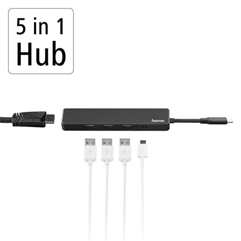 Hama USB-C Hub 5 Ports 3 x USB-A USB-C HDMI™ 4047443458070