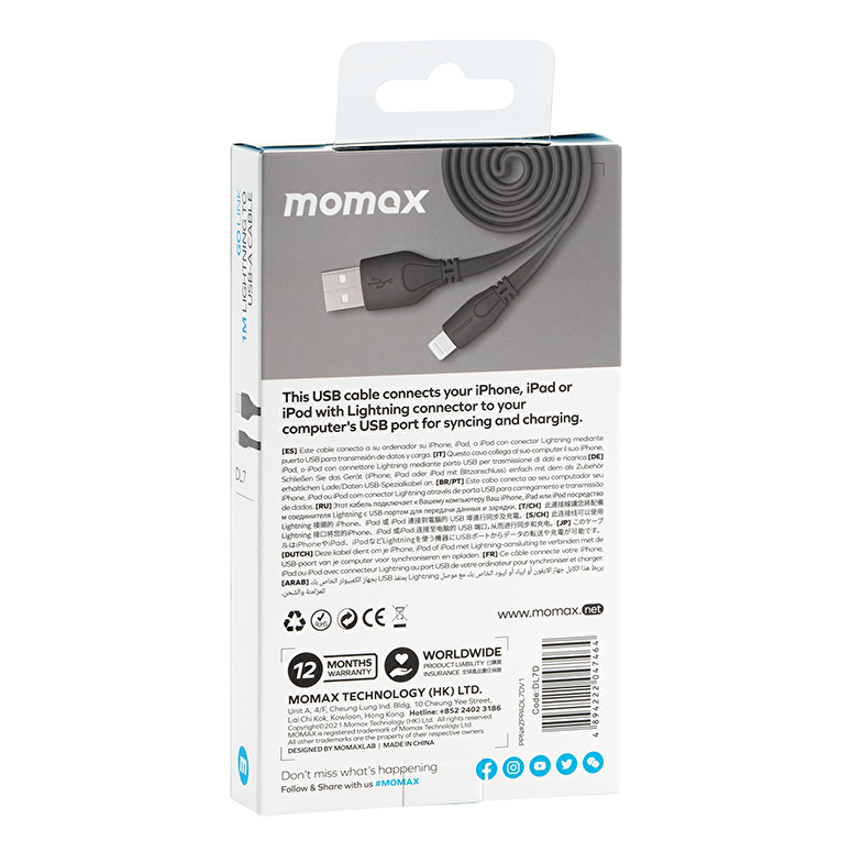 Momax DL7D Go link 1 mt lightning cable black  4894222047464