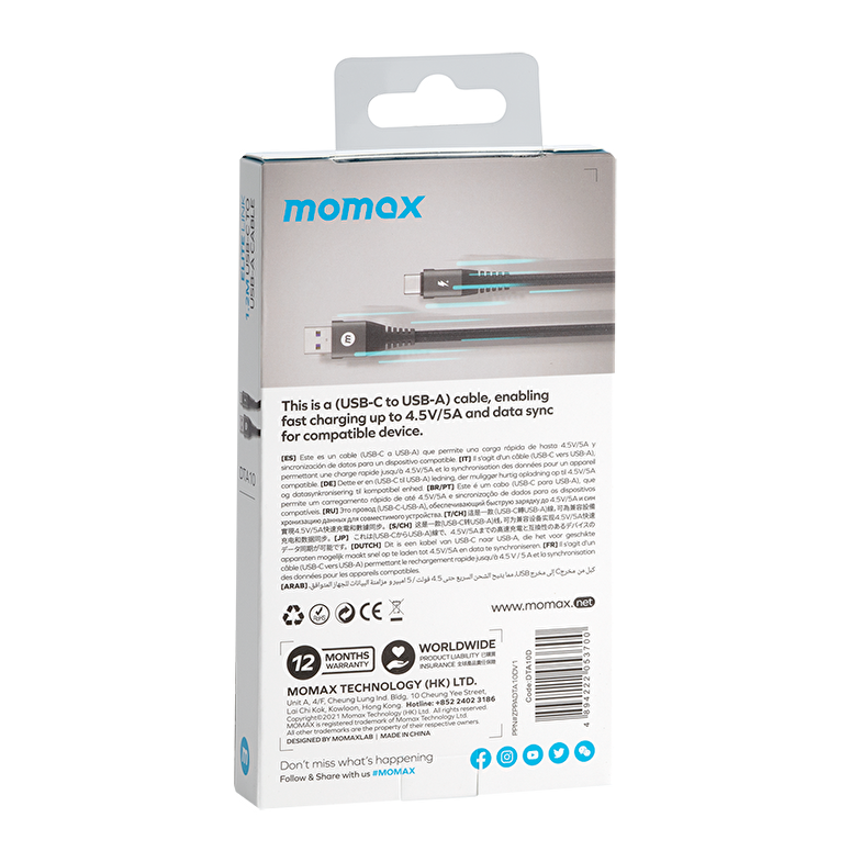 Momax Elit Type-C Kablo (1.2M) - Siyah 4894222053700