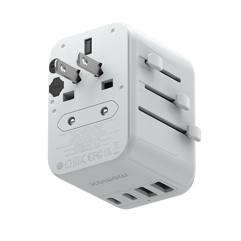 Momax 5 Port + AC Seyahat Adaptörü - Beyaz 4894222070837