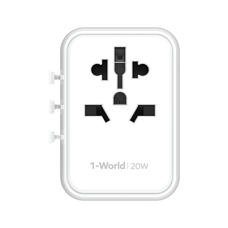 Momax 3 Port + AC Seyahat Adaptörü - Beyaz 4894222071544