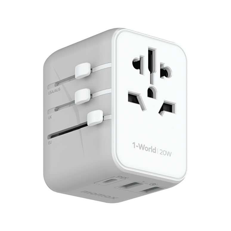 Momax 3 Port + AC Seyahat Adaptörü - Beyaz 4894222071544