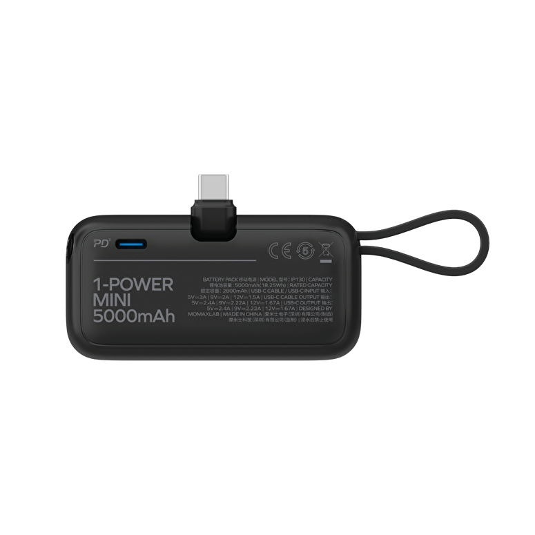 Momax Power Mini 5000mAh USB-C Powerbank-Siyah 4894222075177