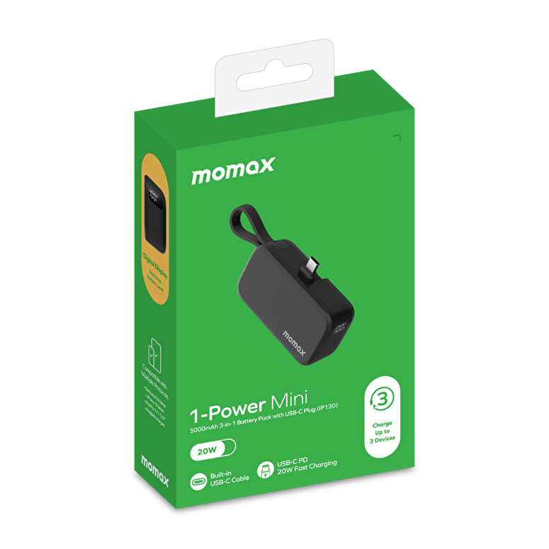 Momax Power Mini 5000mAh USB-C Powerbank-Siyah 4894222075177