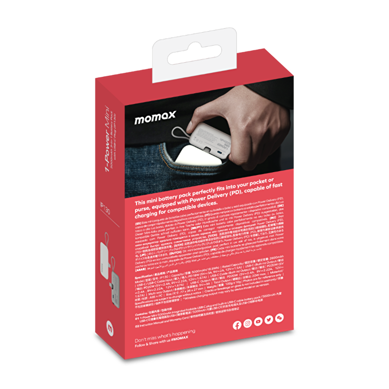 Momax Power Mini 5000mAh USB-C Powerbank-Beyaz 4894222075184