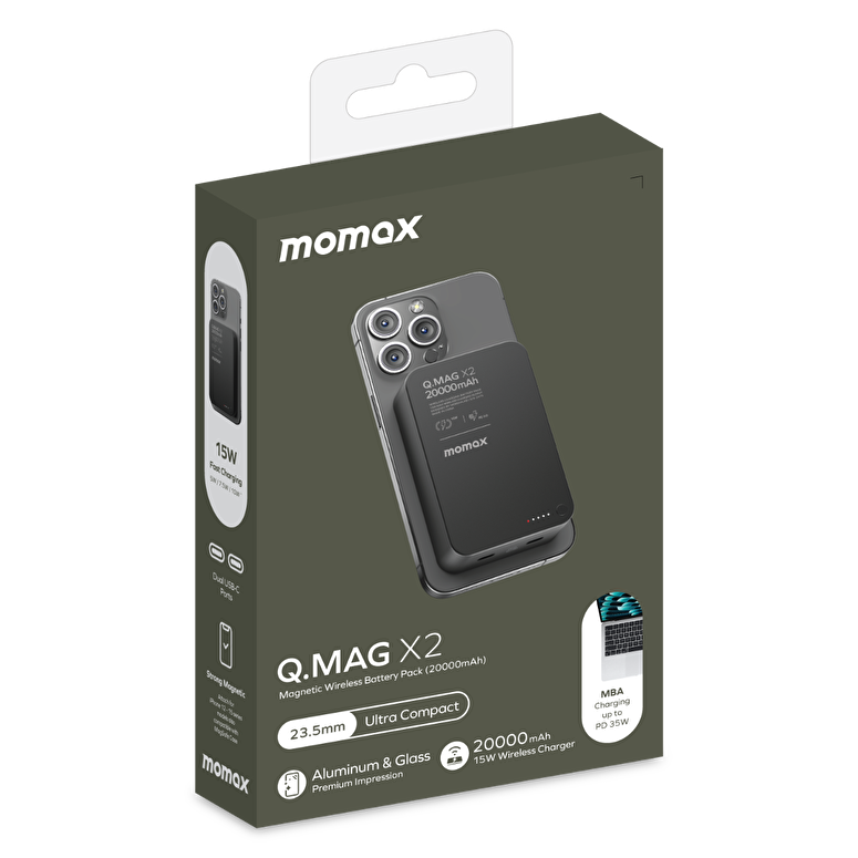 Momax QMag X2 35W 20000mAh MagSafe Powerbank-Siyah 4894222075801