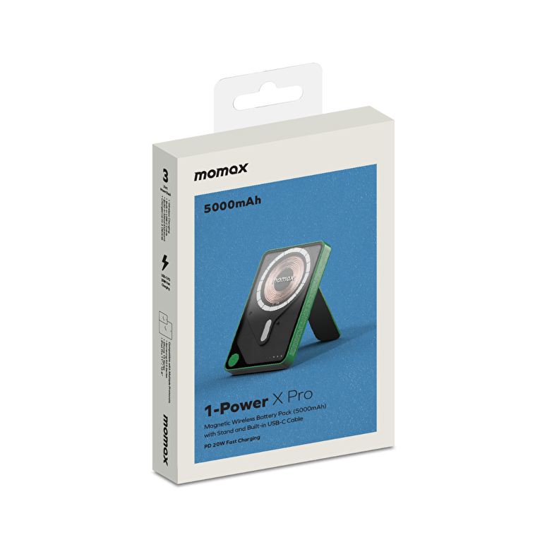 Momax XPro MagSafe Stand 5000mAh Powerbank-Yeşil 4894222078147