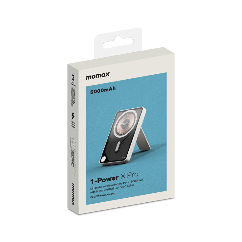 Momax XPro MagSafe Stand 5000mAh Powerbank-Beyaz 4894222078154