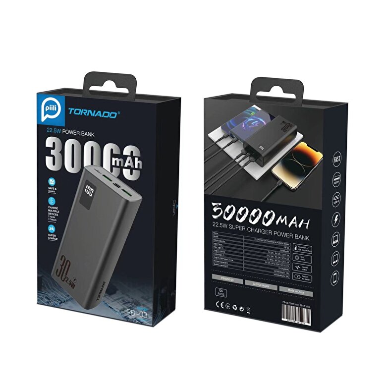 Piili Tornado 22.5 Watt 30.000 MAH Powerbank 6944629161817